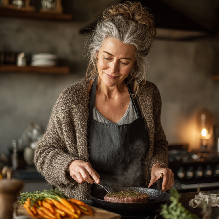 Възрастен мъж яде здравословна салата